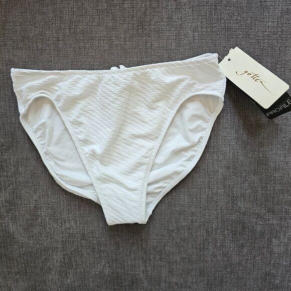 Gottex Tutti Frutti Underwire White Ribbed Tankini Top 40 E high waist bottom 10 - Picture 3 of 16